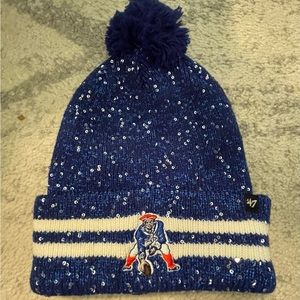 NFL Patriots Blue/White Glitter Hat